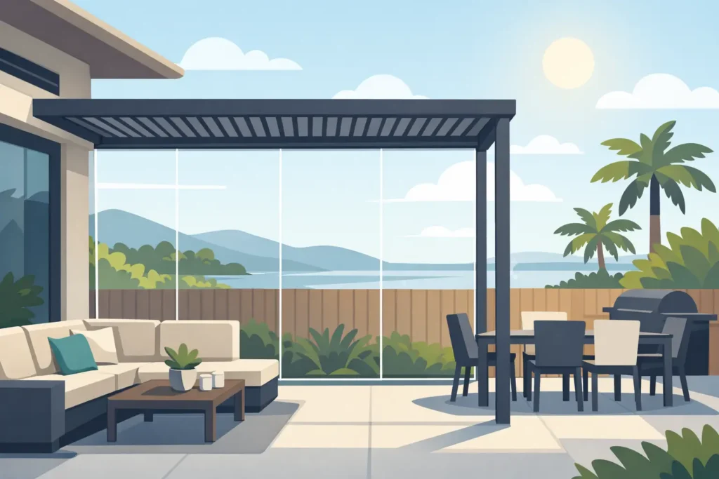 Roof to Fence PVC Blinds for Perth Patios